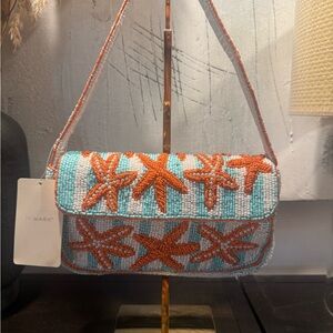 Primark Orange and Blue Beaded Shoulder Bag